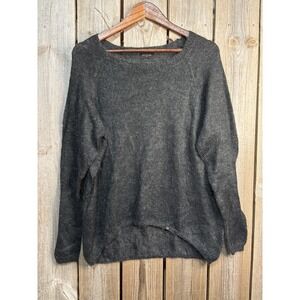 True Religion Womens Charcoal Gray Mohair Blend Fuzzy Knit Sweater Size M